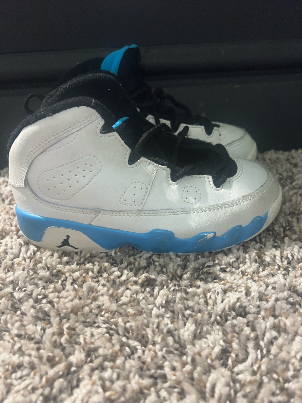 Jordan Kids White, Blue and Black High-Top Sneakers